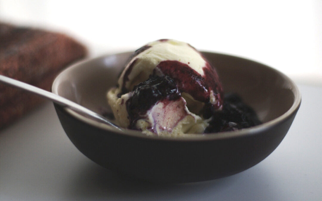Brie Ice Cream with Blueberry Sauce