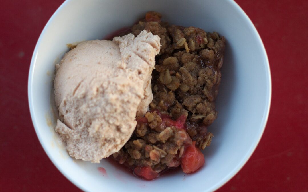 Cherry Crisp with Rhubarb Ice Cream
